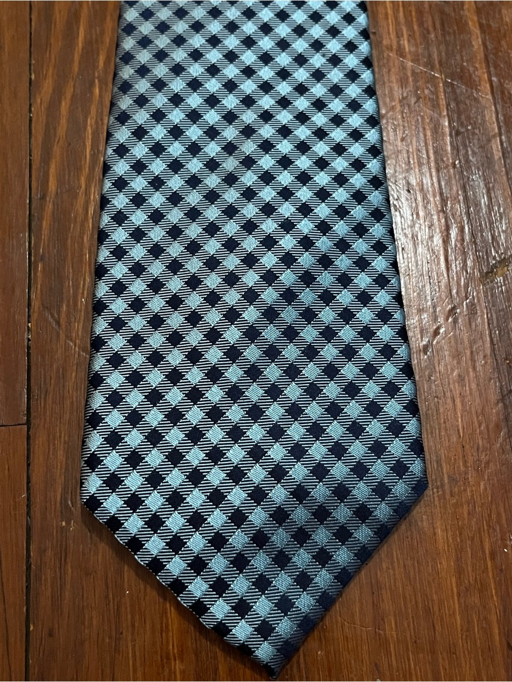 Stafford Navy and Light Blue Check Tie